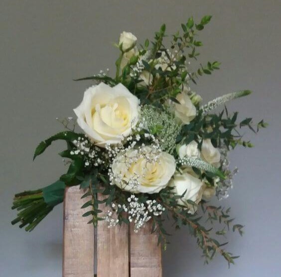 Rustic cream roses bridal bouquet